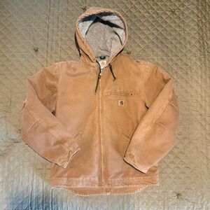 Men’s Carhartt Brown Duck Canvas Hooded Jacket size Medium Regular